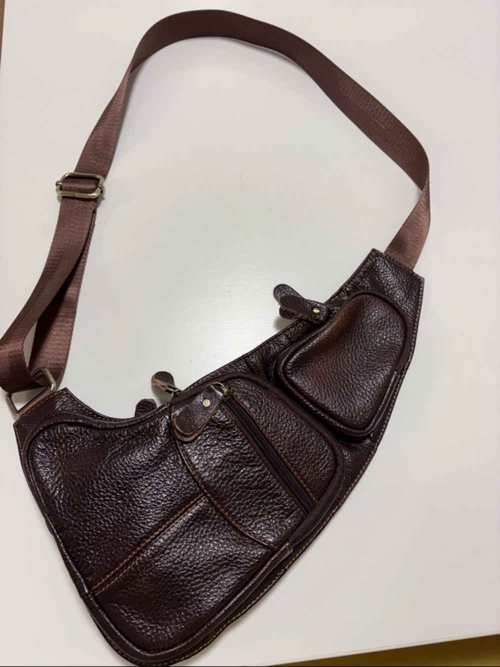 Brown Leather Crossbody Sling Bag
